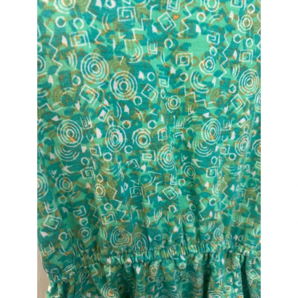 LuLaRoe Dress Green Geometric‎ Print Elastic Waist Pockets Kids Size 2 bin A